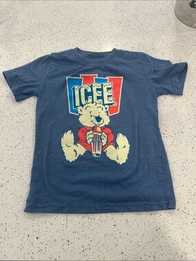 Icee Retro Kids Blue Graphic Tee with Polar Bear and Logo 5T